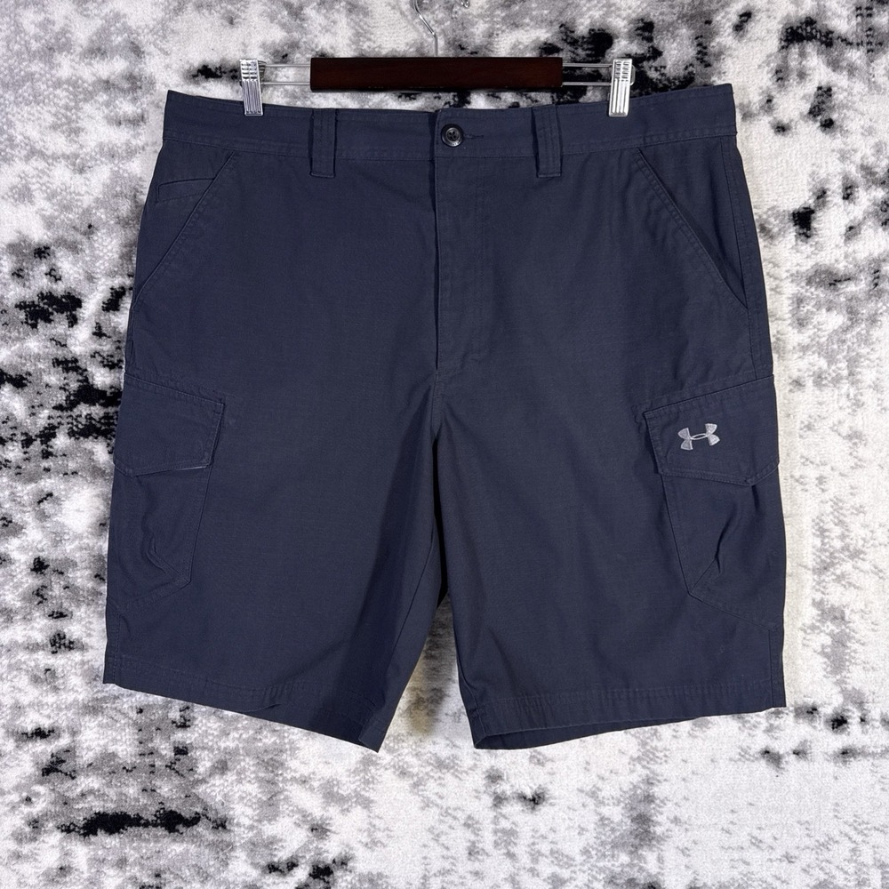 Under Armour Ironside Cargo Shorts Mens 40 Black Ripstop Performance Streetwear